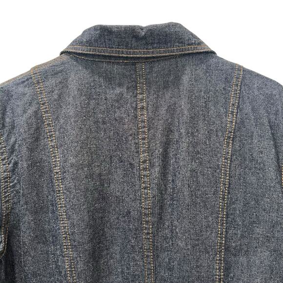 Ralph Lauren LRL Lauren Jeans Blue Denim Dress Military Size 8 Midi Short Sleeve - Picture 7 of 12